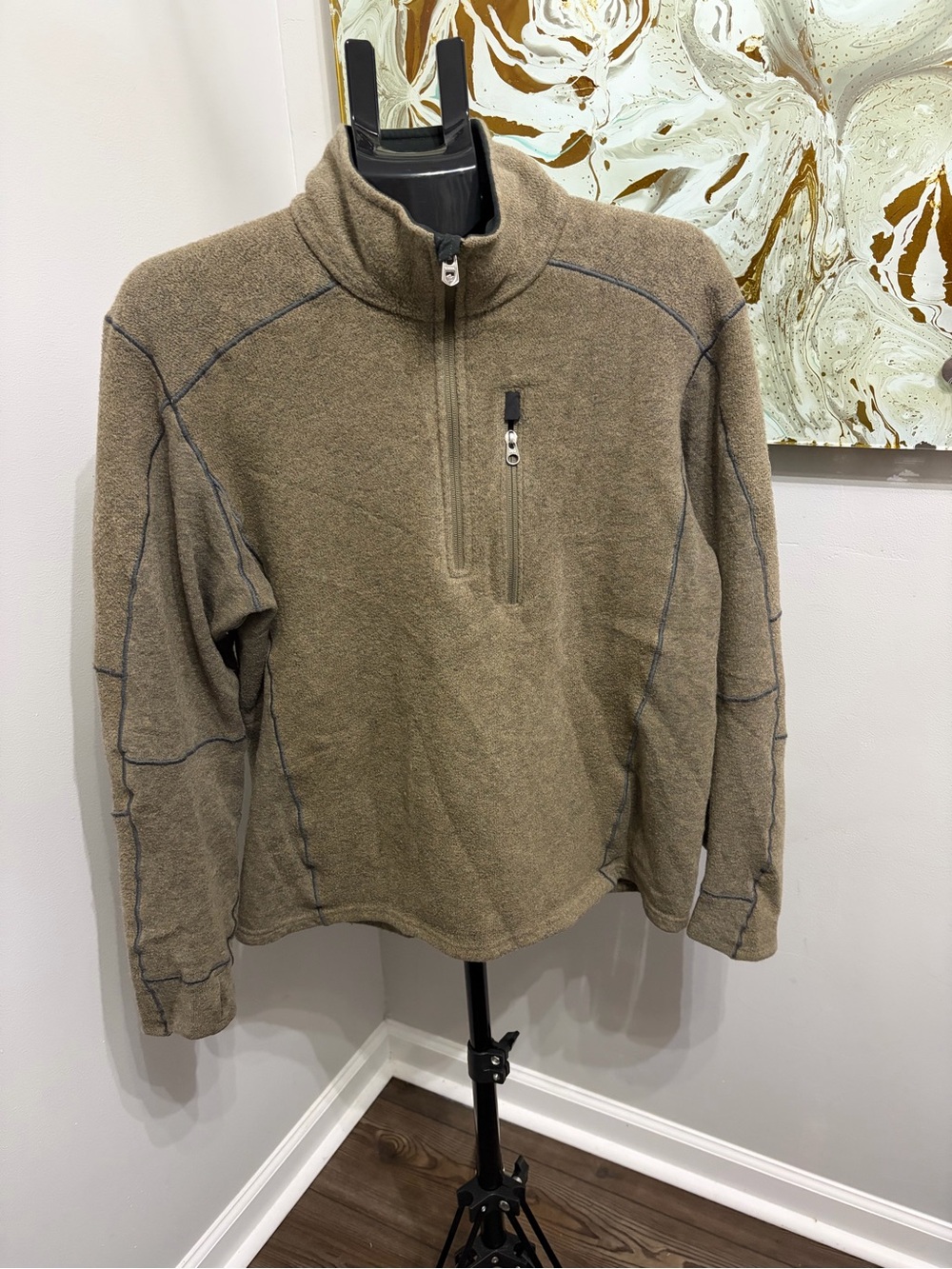 KUHL Interceptr 1/4 Zip Fleece Pullover Mens Large Brown Gorpcore Activewear
